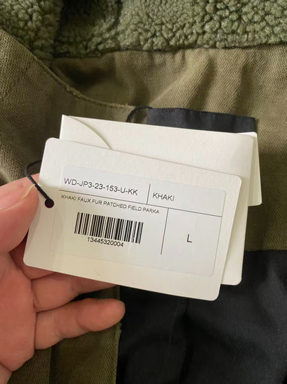 WE11DONE Olive Green Distressed Parka