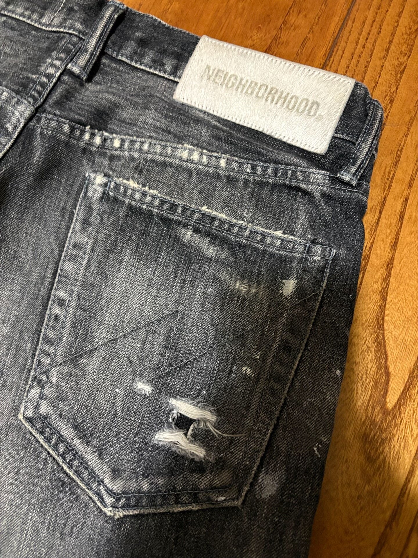 neighborhood scratch savage denim pants