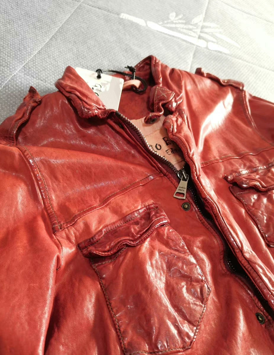 Giorgio Brato Dark Red Vintage Leather Jacket