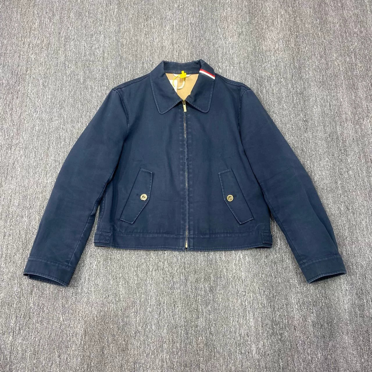 thom browne anchor jacket in navy blue