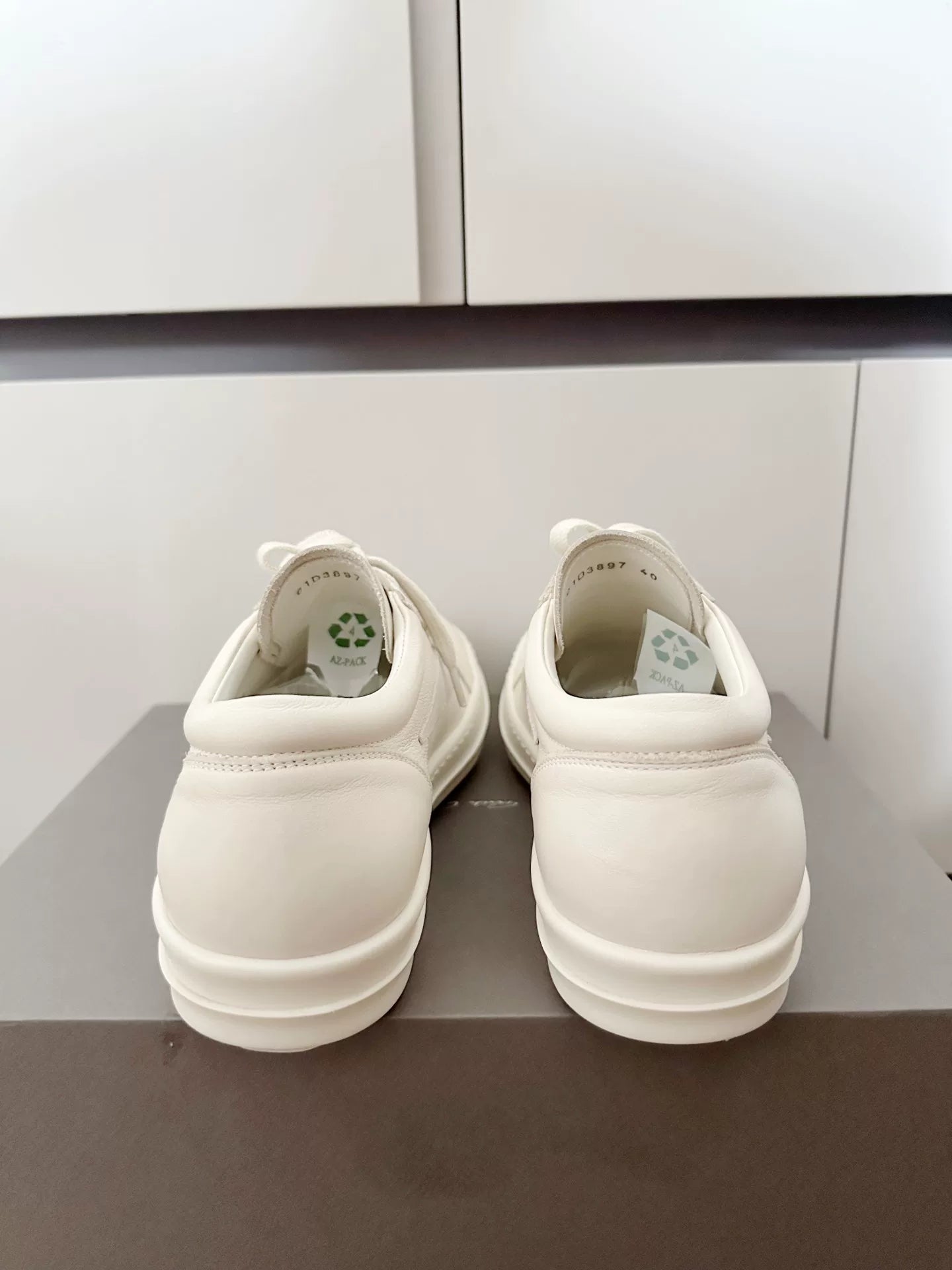 Rick Owens Shiny White Vans Style Shoes