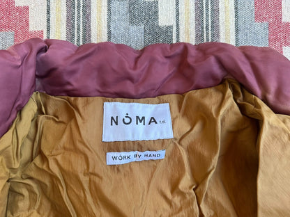 hand dyed puffer jacket in warm tones