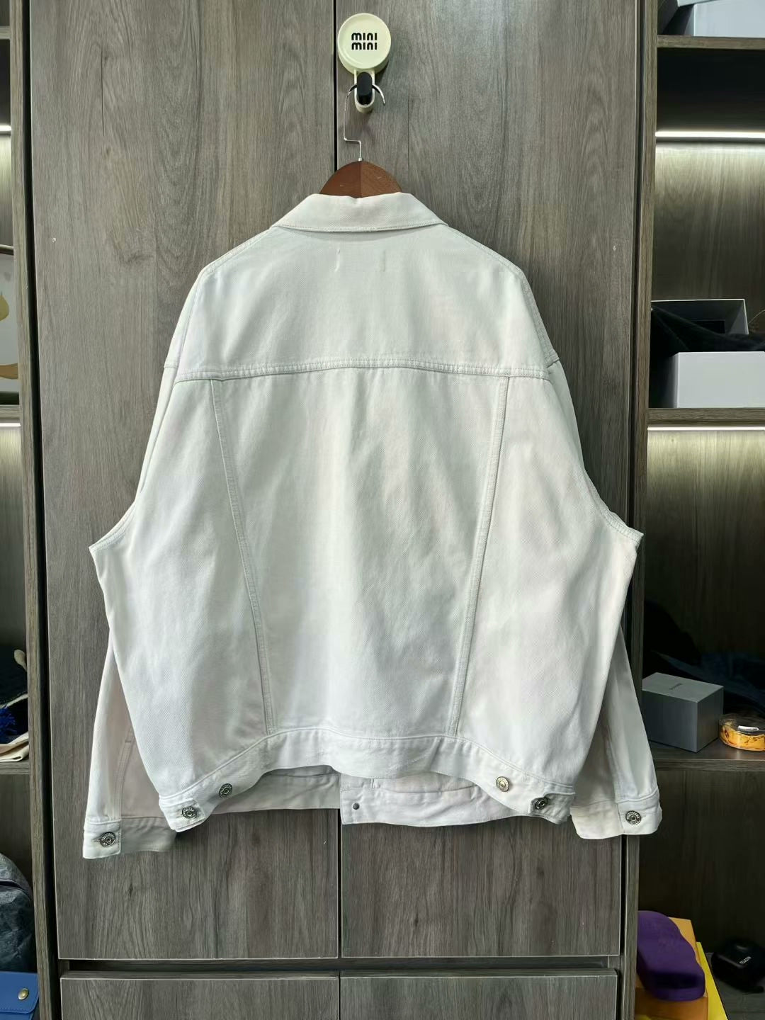 balenciaga white embroidered denim jacket xs