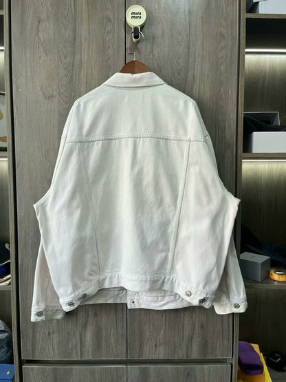 balenciaga white embroidered denim jacket xs