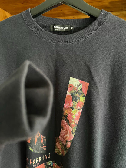 blue floral print cotton sweatshirt