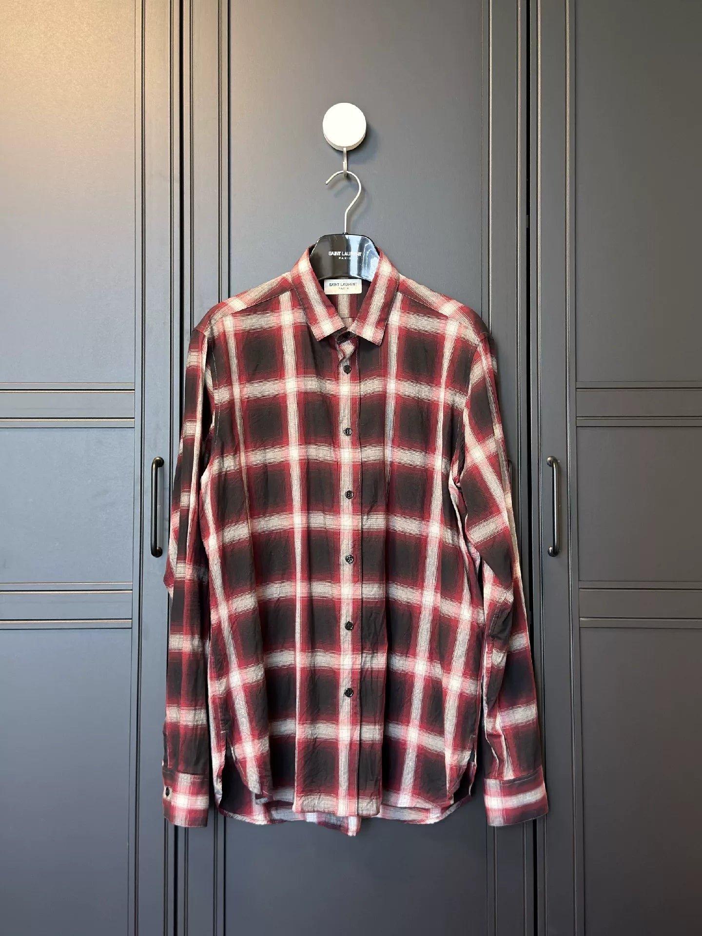 YSL Men's Red Plaid Shirt