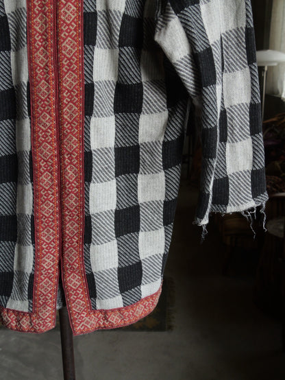 Kapital Black White Check Patchwork Raw Edge Top