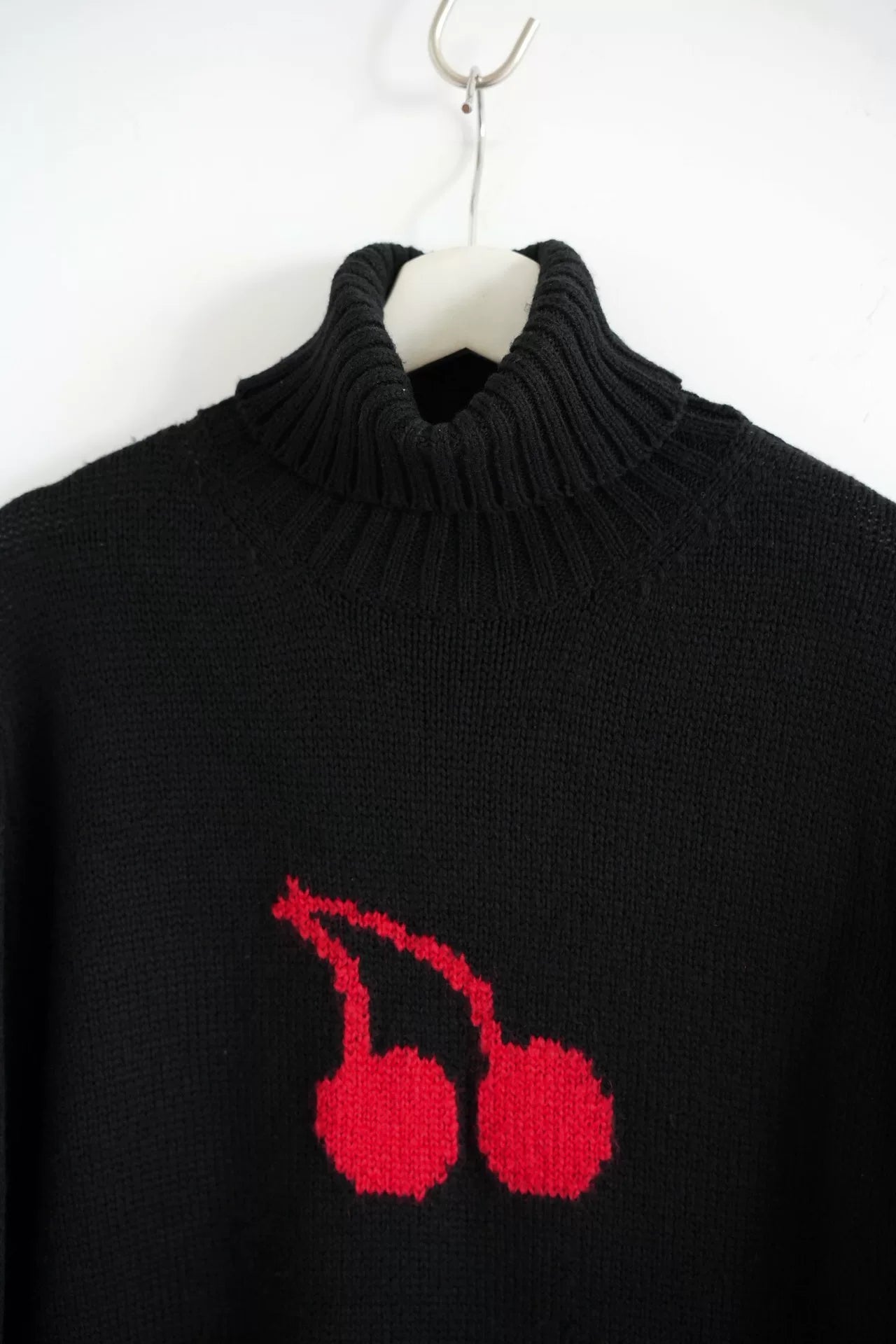 black cherry skeleton turtleneck sweater