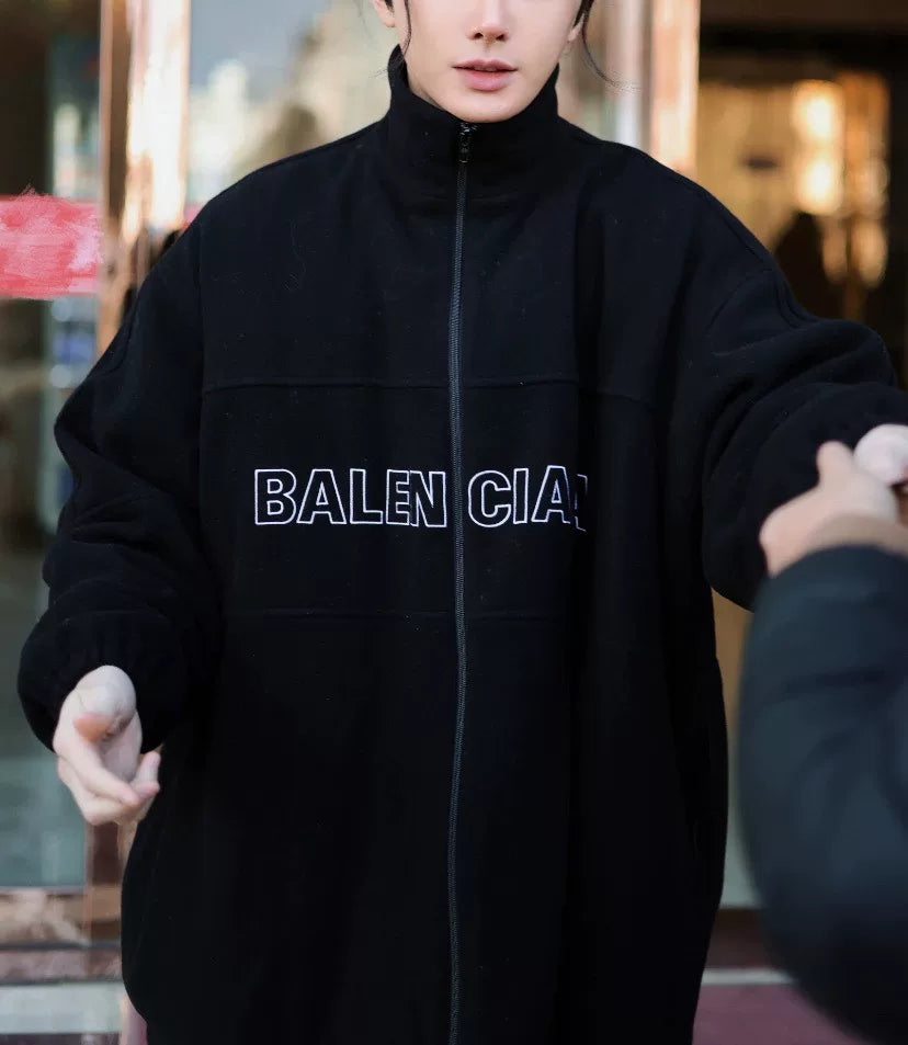 black logo wool blend jacket by balenciaga