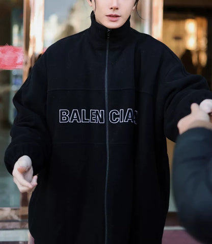 black logo wool blend jacket by balenciaga