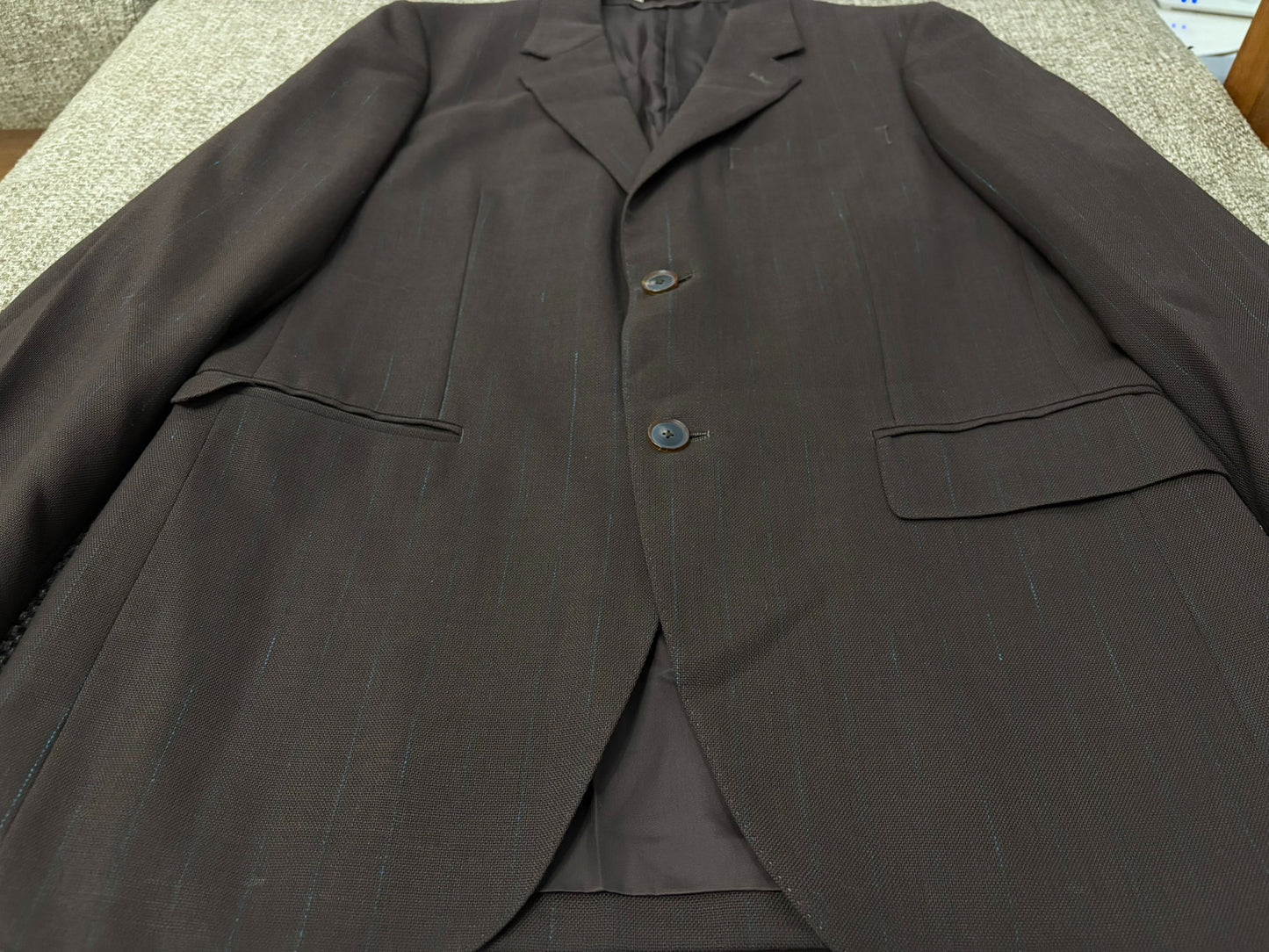 Auralee Strong Twisted Wool Pinstripe Suit