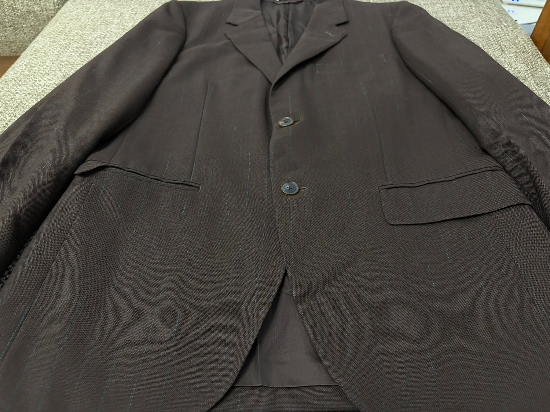 Auralee Strong Twisted Wool Pinstripe Suit