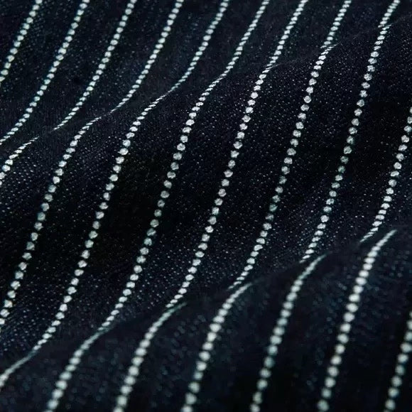 The Flat Head Wabash Stripe Workwear Denim Shirt