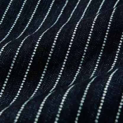 The Flat Head Wabash Stripe Workwear Denim Shirt
