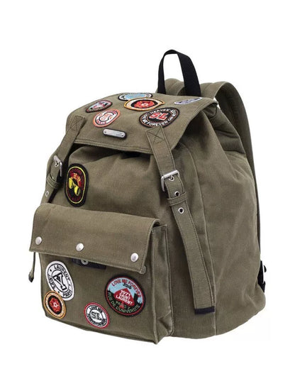 military green patch backpack from saint laurent