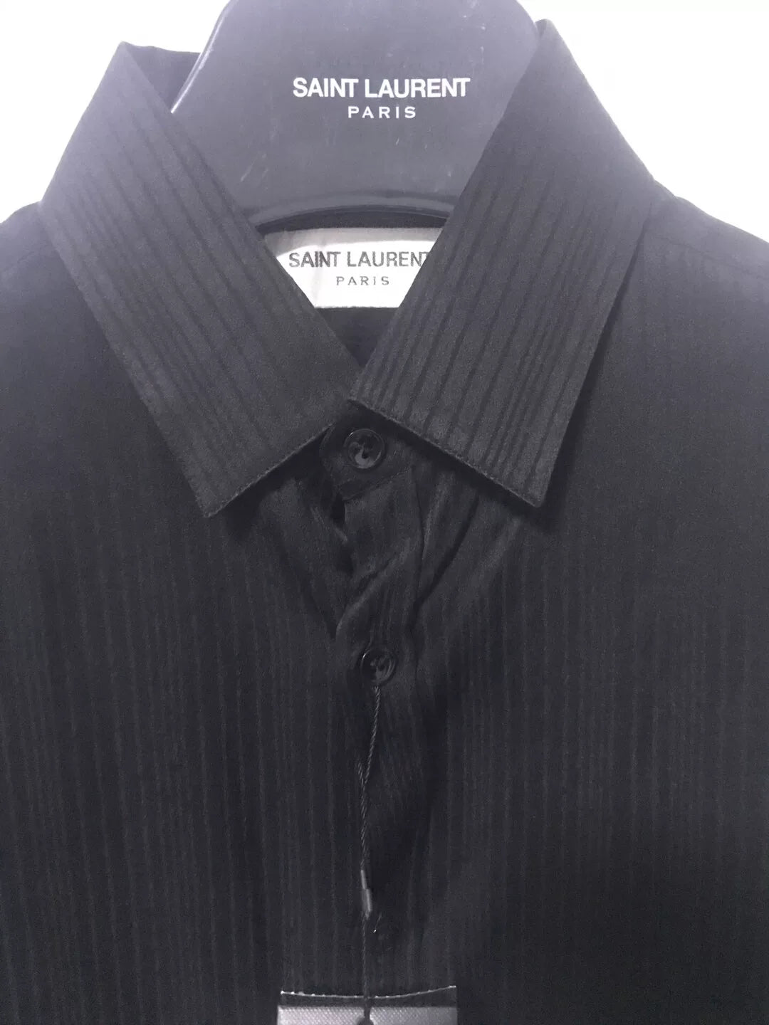 Saint Laurent Black Ribbed Silk Shirt