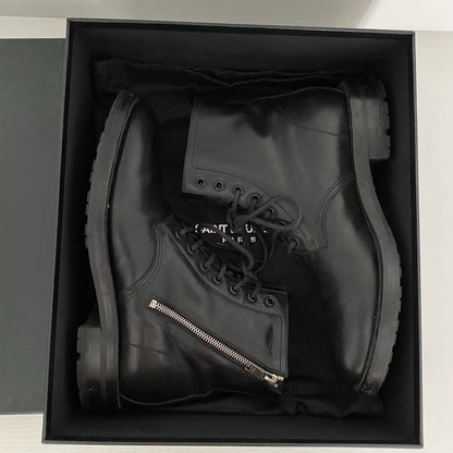 saint laurent black military zip boots