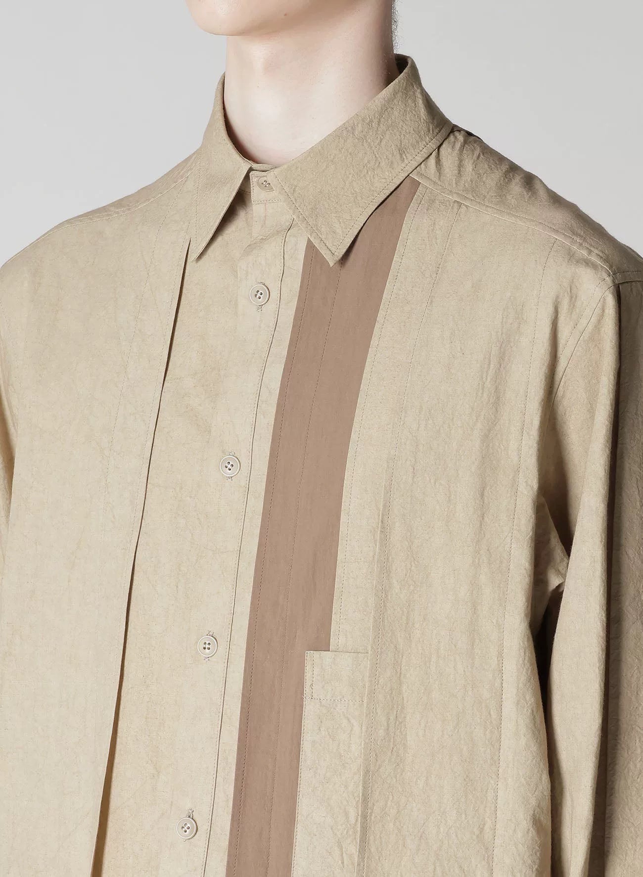 unique layered cotton-linen shirt by yohji yamamoto