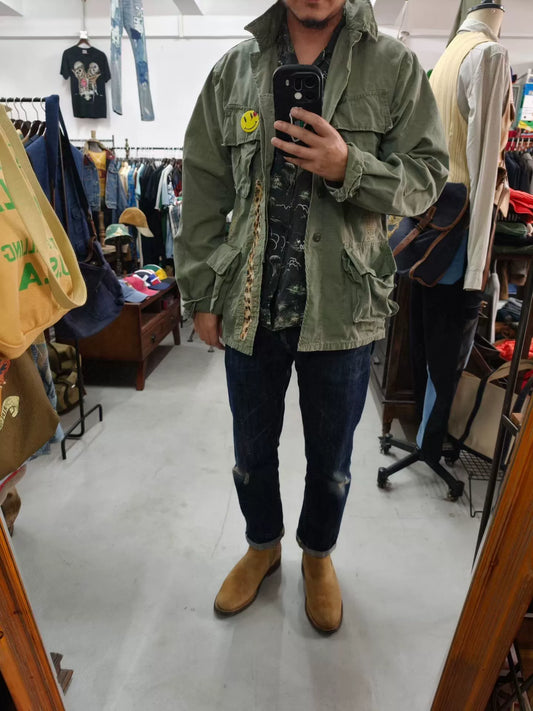 RRL Vintage Distressed Leopard Patch Jacket