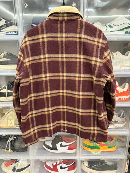 Chrome Hearts Burgundy Plaid Zip Shirt Jacket