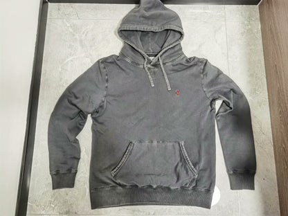 Ralph Lauren Distressed Charcoal Black Hoodie