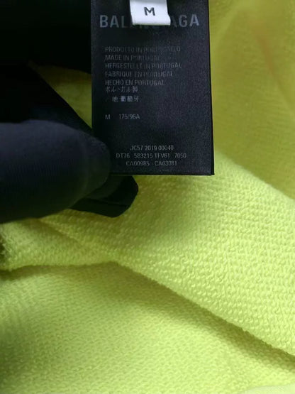 balenciaga neon yellow logo hooded sweatshirt