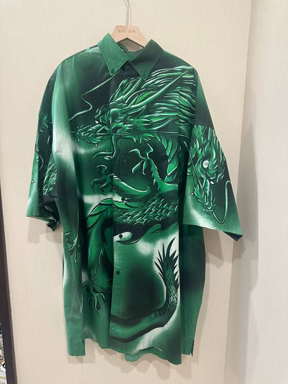 Balenciaga Green Dragon Print Shirt