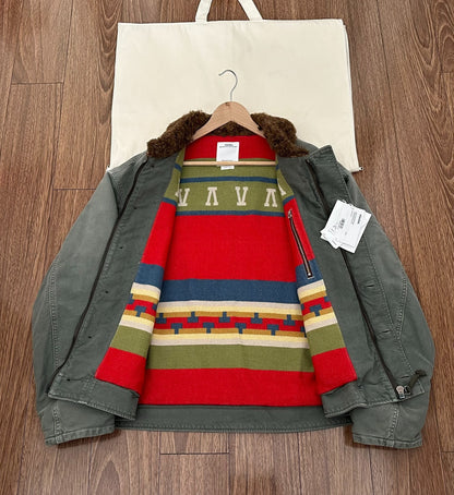 visvim purser deck jacket in olive green