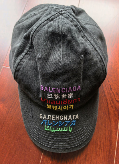 Balenciaga Multilingual Baseball Cap in Black