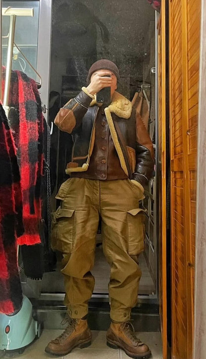 brown leather jerkin vest for layering