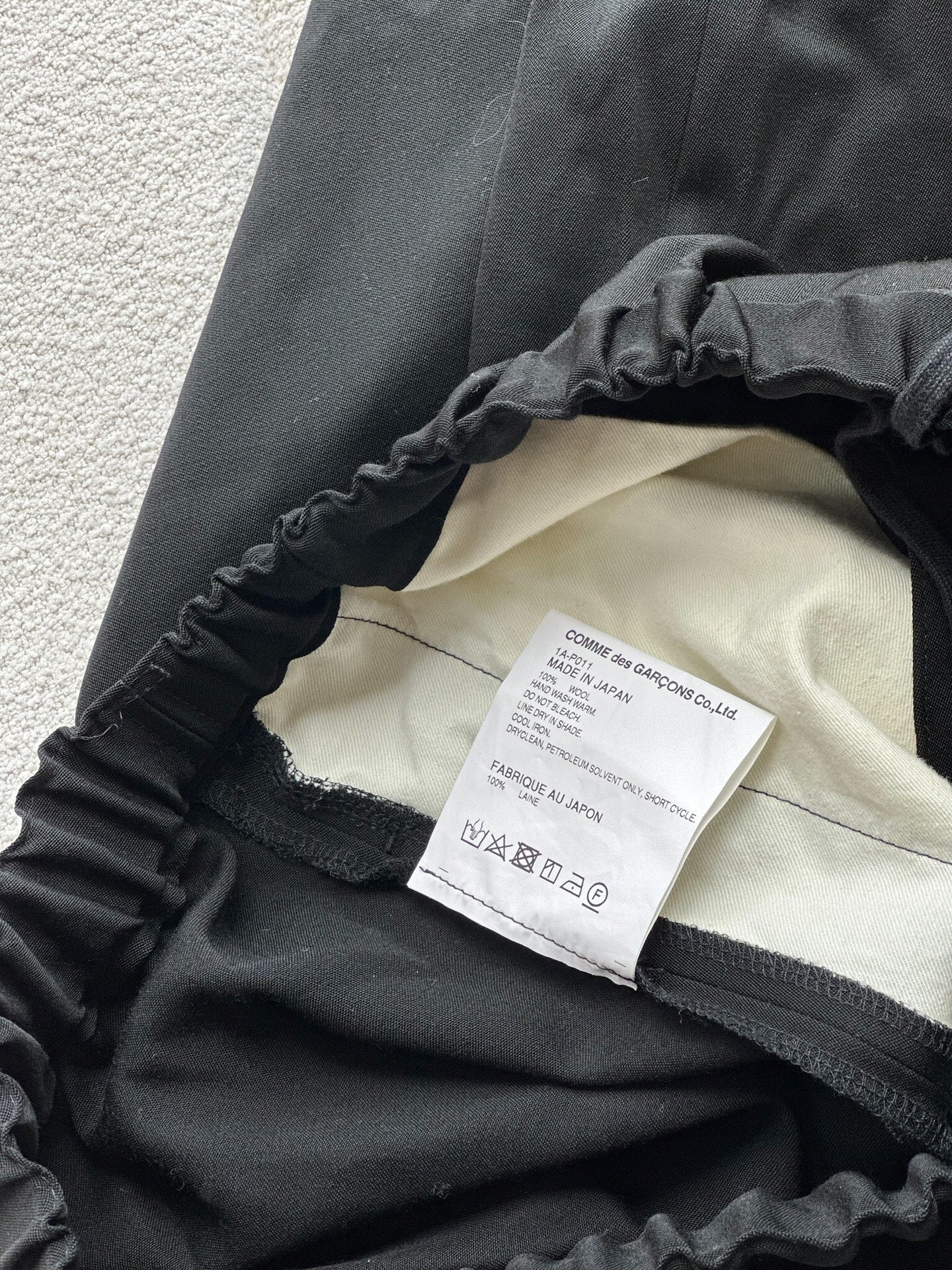 COMME DES GARCONS Black Elastic Waist Casual Pants