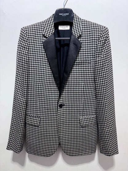 Saint Laurent 14SS Houndstooth Leather Lapel Blazer