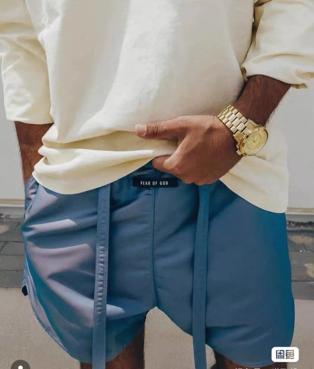 fear of god gray shorts with drawstring