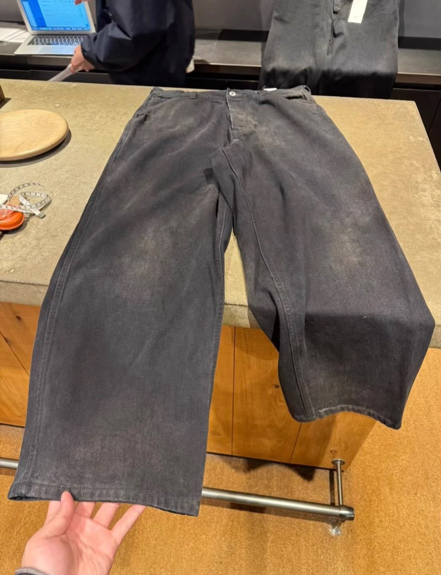 A.PRESSE Vintage Black Denim Work Pants