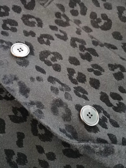 Saint Laurent Gray Leopard Print Coat
