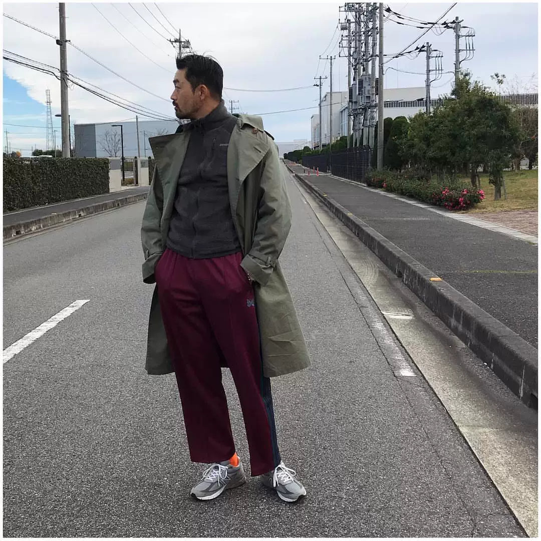 Needles Track Pant in Burgundy with Embroidery