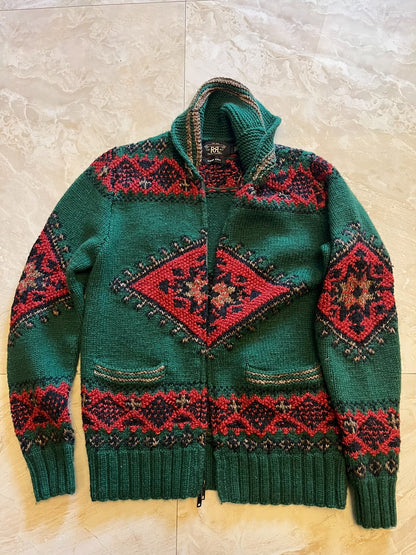 RRL Hand Knit Christmas Reindeer Cardigan