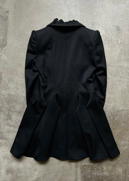 black ruffled tuxedo jacket by Kohshin Satoh
