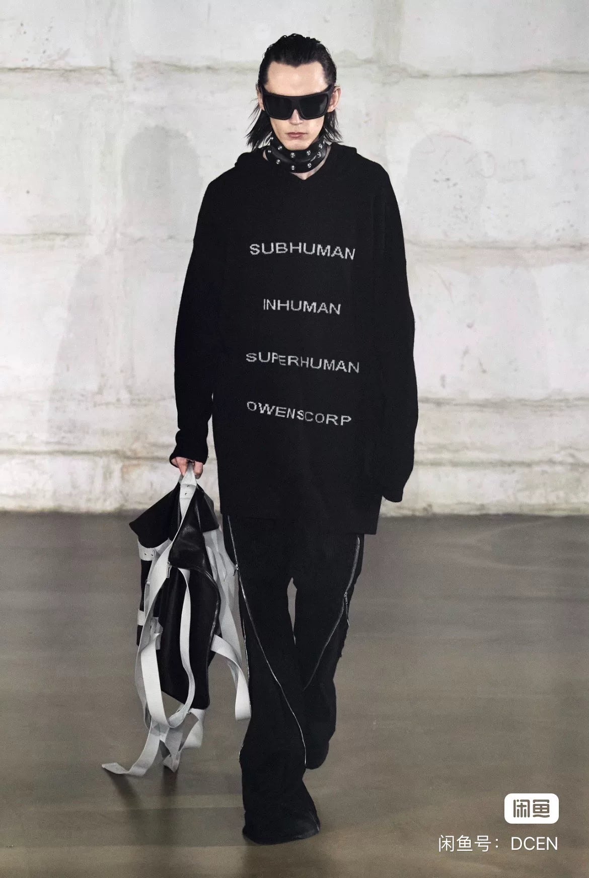 rick owens strobe leather collar necklace