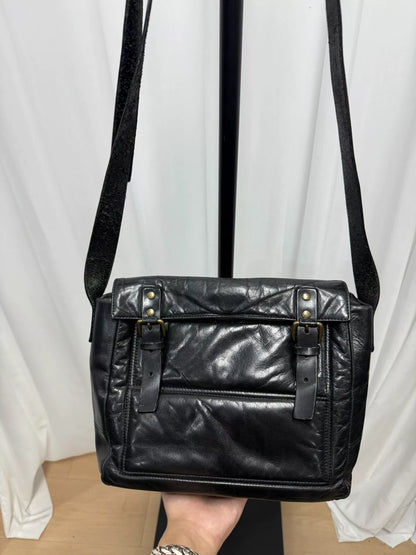 Dries Van Noten Waxed Leather Messenger Bag
