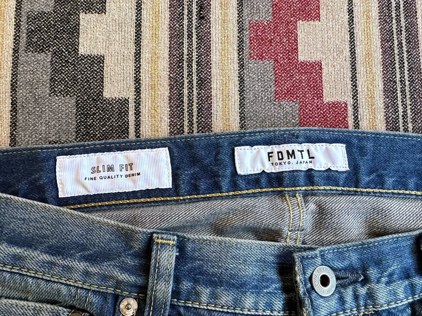 fdmtl slim fit selvage denim jeans