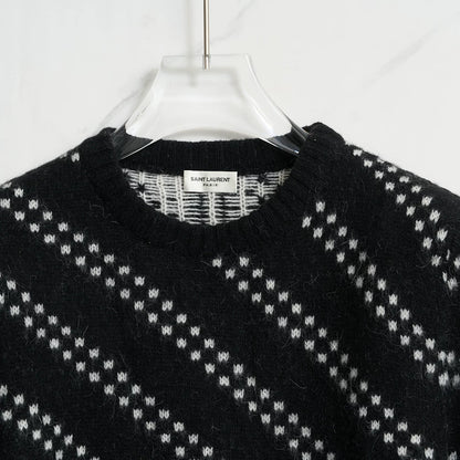 Saint Laurent Men's Black Zigzag Knit Sweater