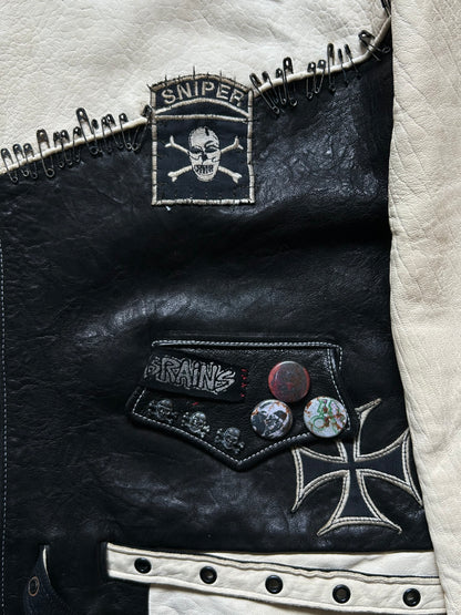 diamond dogs patchwork jacket with plaid collar