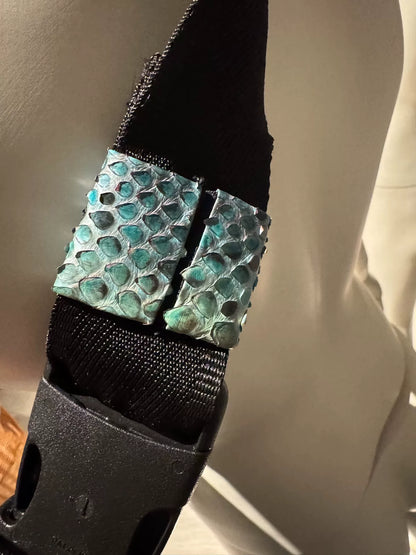 python leather waist bag with vivid print