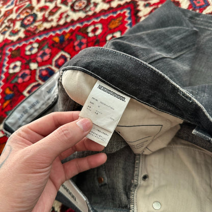 Neighborhood 24AW Washed Wide Jeans Black