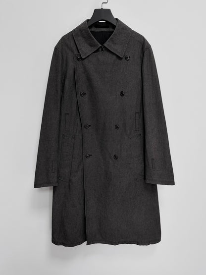 black cotton double-breasted coat