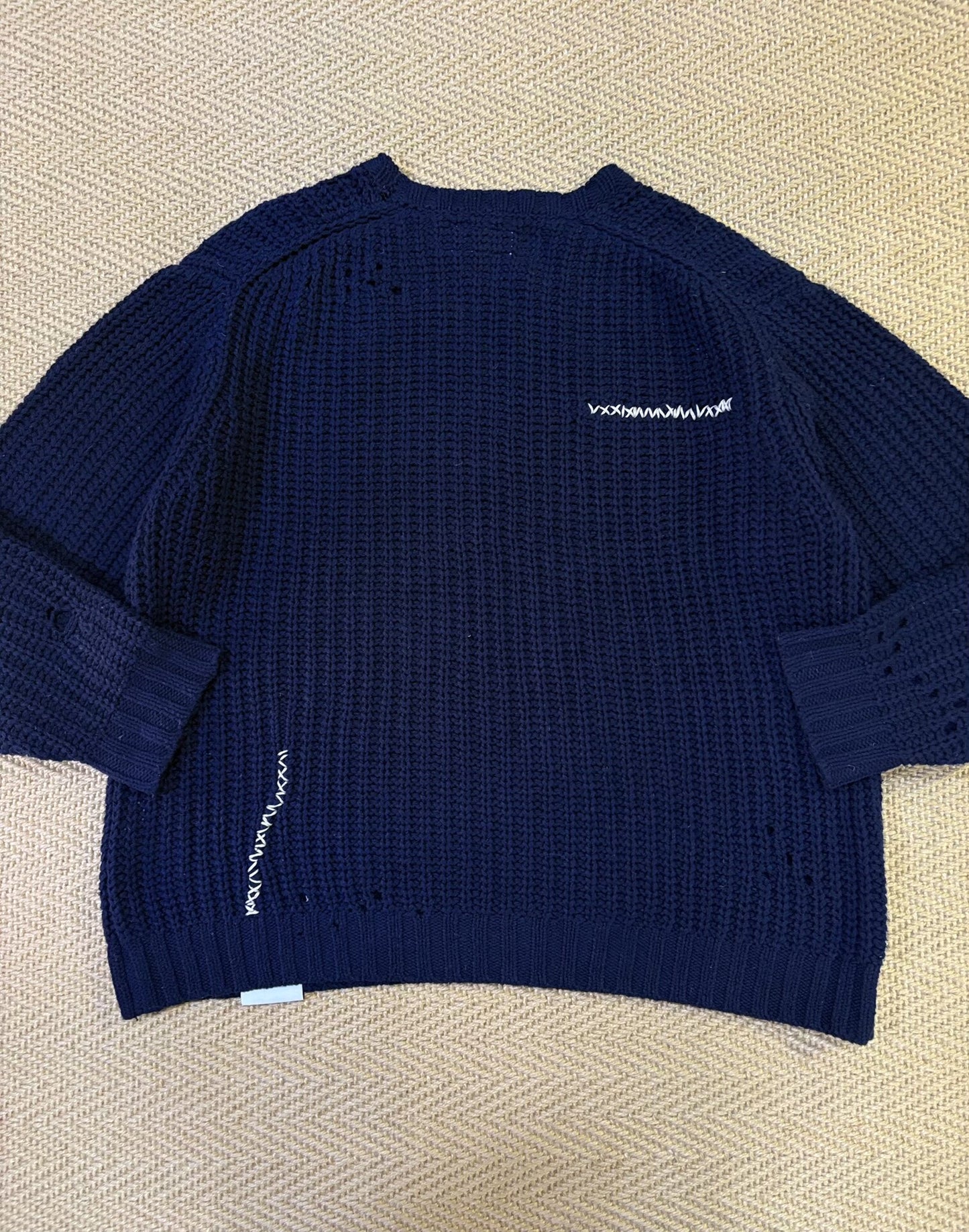 navy blue oversized crewneck sweater