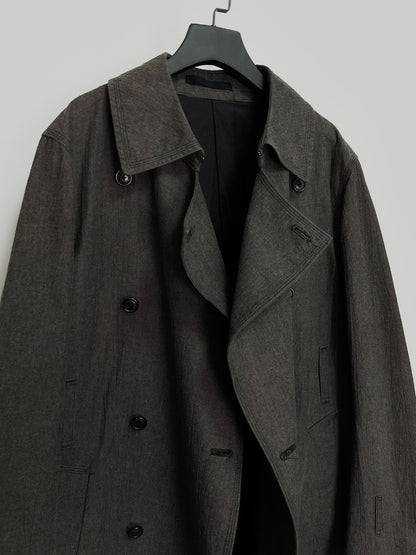black cotton double-breasted coat