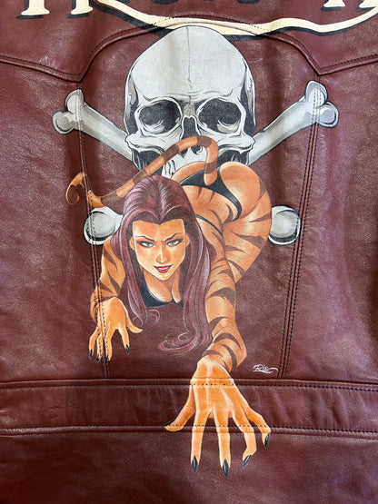 rainbow country leather jacket with artwork