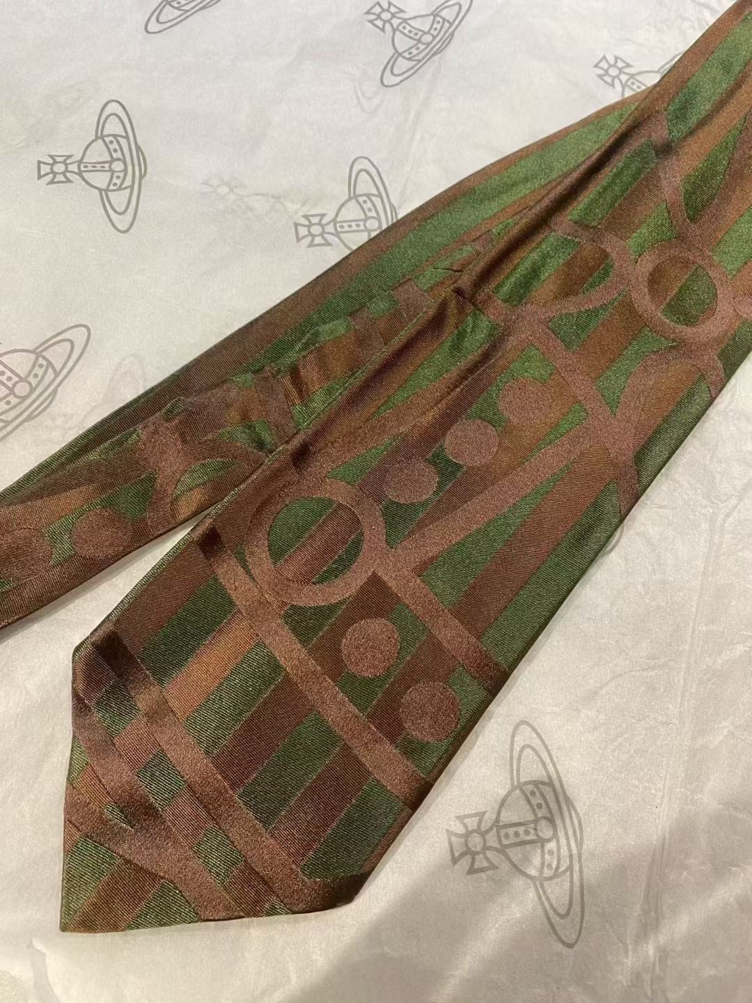 Vivienne Westwood Military Green Stripe Saturn Tie